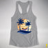 LGBTQ Progress Pride Hammock Summer Beach Sunset Racerback Tank - Heather Grey